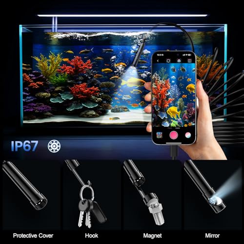 BAZO Endoscope Camera with Light –1920P HD Borescope with 8 Adjustable LEDs 1