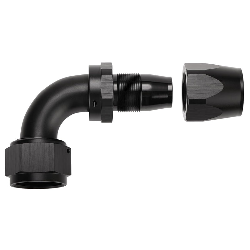 16AN 90 Degree Elbow Hose End Fitting Swivel Aluminum Black 16AN 90 Degree, Black