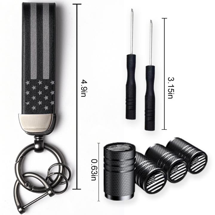 Car Key Chain (2 Sets) Premium American Flag Car Keychain with Zinc Alloy Ring – USA Flag Durable Key Holder Suitable for All Kinds of Automobiles - Unisex Accessories