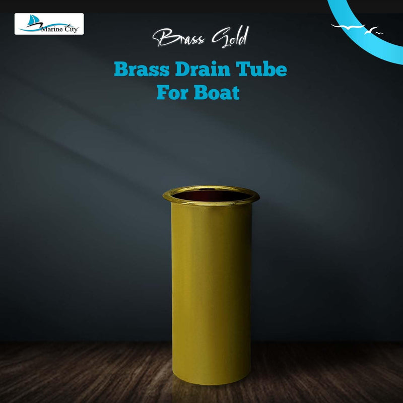 MARINE CITY Brass Drain Tube Corrosion Resistant Easy Functional and Smooth Design for Boat Water Marine Transom Motor Well Live Well Bait Well 3 Inches x 1-1/4 Inches