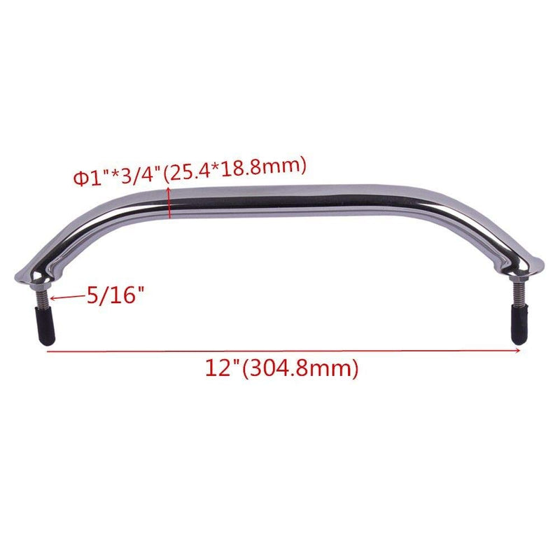Hoffen 12Inch Boat Grab Bar, Stainless Steel Oval Grab Handle Handrail Multipurpose Hardware (2pcs)