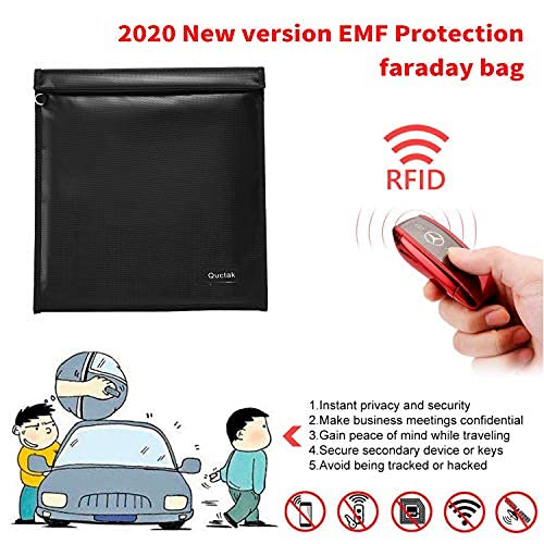 Large Faraday Cage (13.8" X 17.7"), Fireproof Waterproof Key Fob Protector, Faraday Bags for Phones, Car RFID Signal Blocking, Anti-Theft Pouch, Anti-Hacking Case Blocker Black 13.8"X17.7"