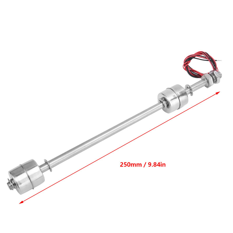 Float Switch Water Level Sensor Stainless Steel Double Ball Horizontal Liquid Level Control for Water Tank Pool Pump Aquarium Pond(250mm / 9.84in) 250mm / 9.84in