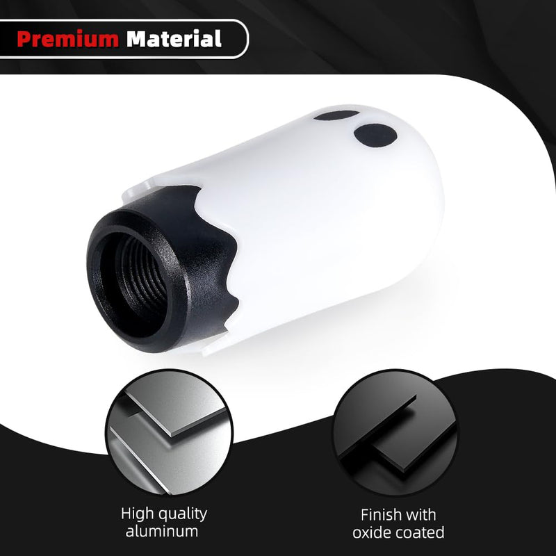 muge racing Ghost Shift Knob, Aluminum Weighted Automotive Gear Shift Manual knobs Lever with 3 Threaded Adapters M8 M10 M12 x 1.25, Universal for Vehicle Funny Cool Spooky Car Accessories (White) White