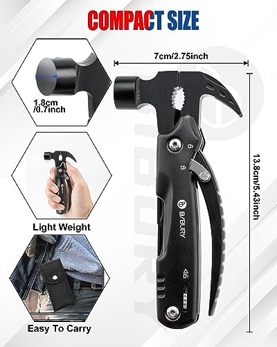 BIBURY Gifts for Men, 12 in 1 Hammer Multitool with 18 in 1 Snowflake Tool