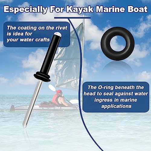 100PCS 3/16" x 1" Kayak Tri Fold Rivets, Trigrip Kayak Rivets Waterproof 100PCS Silver