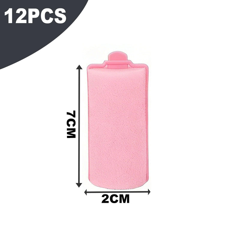 12 Pack Pink Foam Sponge Hair Rollers, Soft Sleep In Hair Curlers, Heatless Flexible Styling Tools for Natural Curls & Waves, Suitable for All Hair Types Home Salon Use