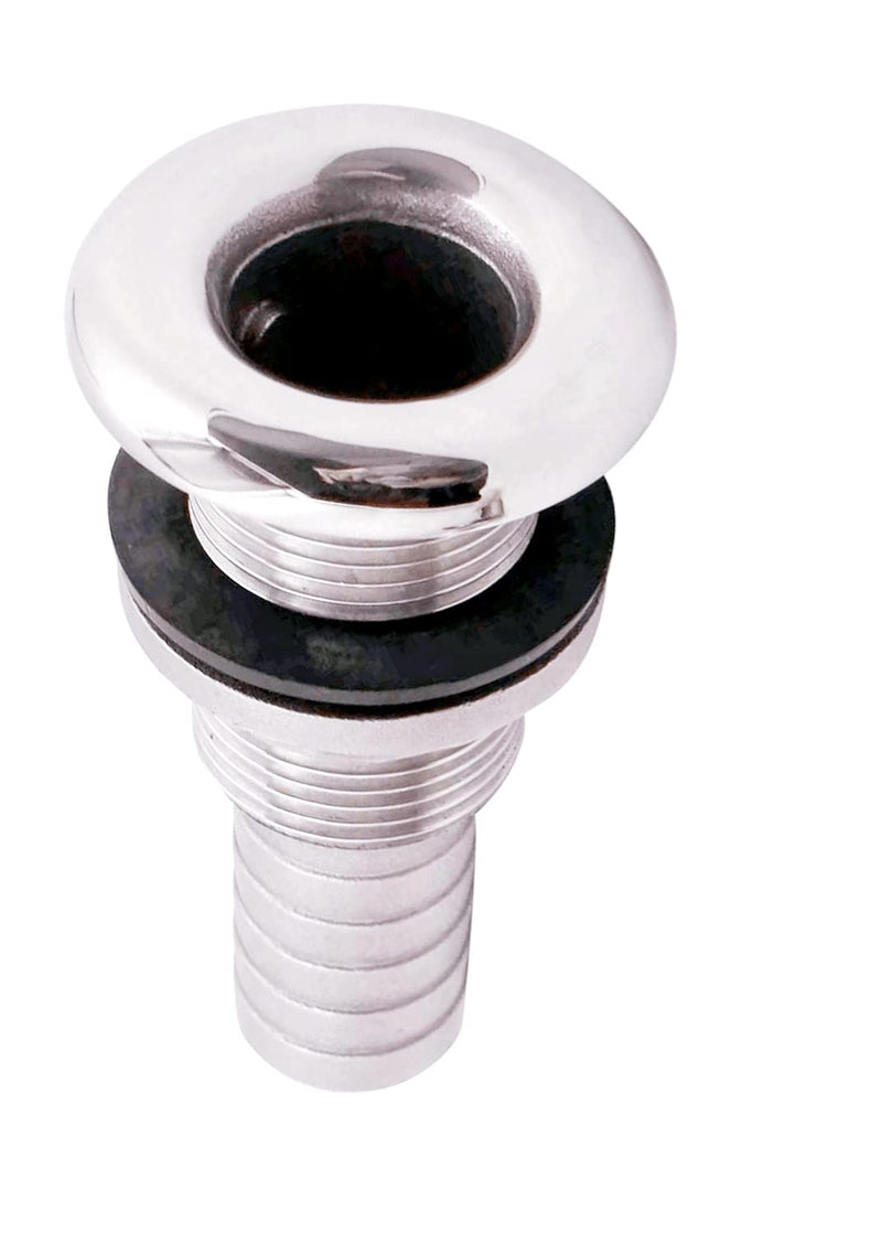 3/8" 1/2" 3/4" 1" 1-1/4"1-1/2" Thru Hull Fitting Hose Barb with Nut,316 Stainless Steel Accessories for Marine Boats Drain Pipe Yacht-1 Pack Horse ID:1 1/4"