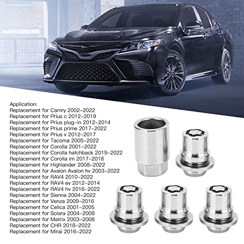 Wheel Lock Lug Nuts, M12x1.5 Wheel Lock Lug Nut Set 1.3in Height Replacement for IS300 IS250 IS350 IS200T ES300 ES330 ES350 ES300H ISF Car Wheel Locking Lug Nut Kit OE 0001699115 0027600900
