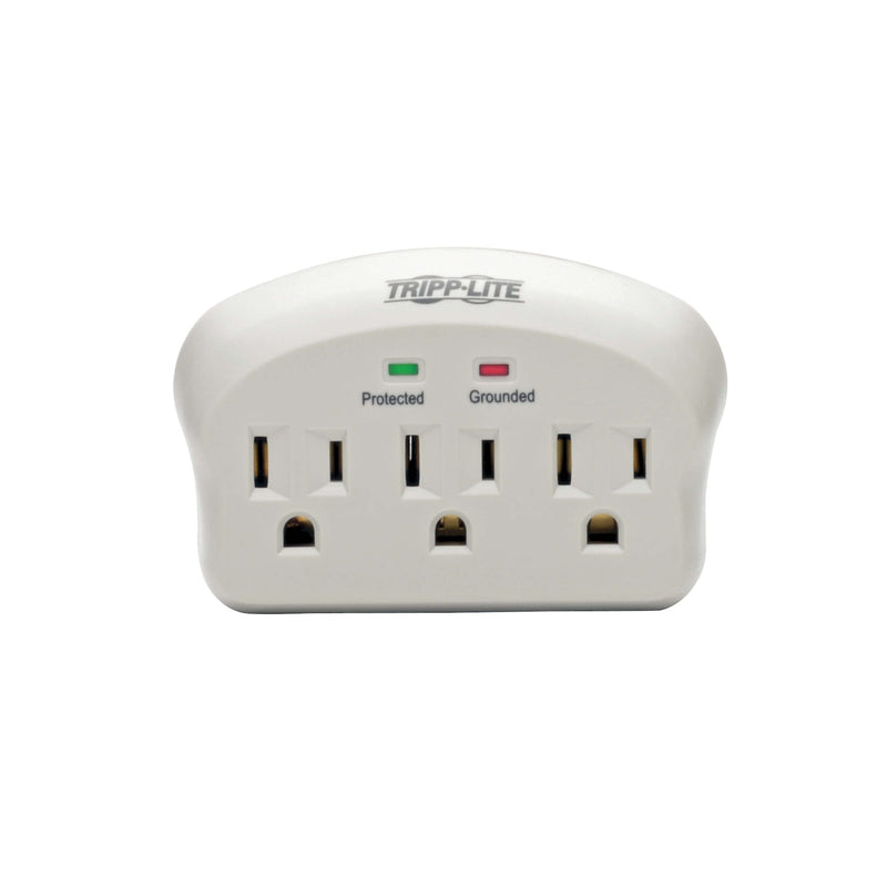 Tripp Lite 3 Outlet Portable Surge Protector Power Strip, Direct Plug In, $5,000 INSURANCE (SK3-0), Apple, Grey