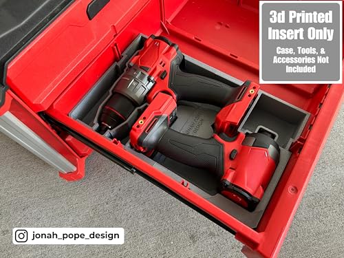 Jonah Pope Design 3d Printed Insert Designed for Milwaukee Packout Tool Box Drawer and M18 Drill and Impact Gen4 (Insert Only) (Black, Left) Black