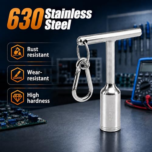 EVRBUL 13/16" Deep Socket T-Handle Penta Wrench, 630 Stainless Steel Penta Socket Lineman Wrench for Pad-Mounted Transformer Penta Head Bolt, Secondary Pedestal, Water Meter Pit Cover & Curb Box Key