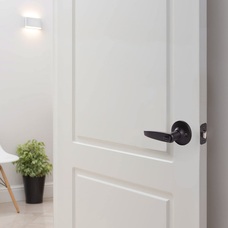 Design House 779140 Delavan Privacy Bed and Bath Door Lever Matte Black Bed & Bath Lock