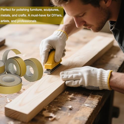 5 Grits 1'' x 20' Sandpaper Emery Cloth Roll - 150 240 320 400 600 Grit, Advanced Aluminum Oxide Abrasive Hand Sanding Paper Roll with Dispenser for DIY Crafts Wood Furniture Metal Automotive