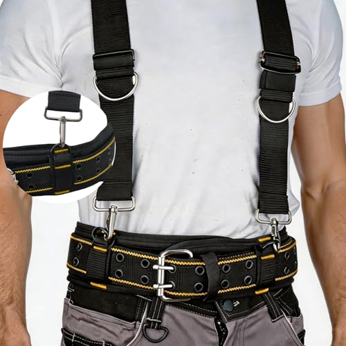 MELOTOUGH Padded Tool Belt with D ring for men Adjustable for 44"-53" Waists Heavy-duty Work Belt Metal Buckle xl/xxl