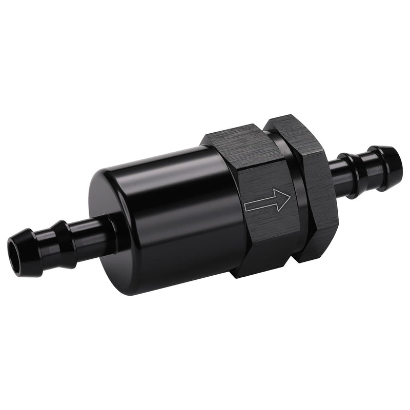3/8" Billet Inline Fuel Filter 30 Micron Aluminum Black 3/8"