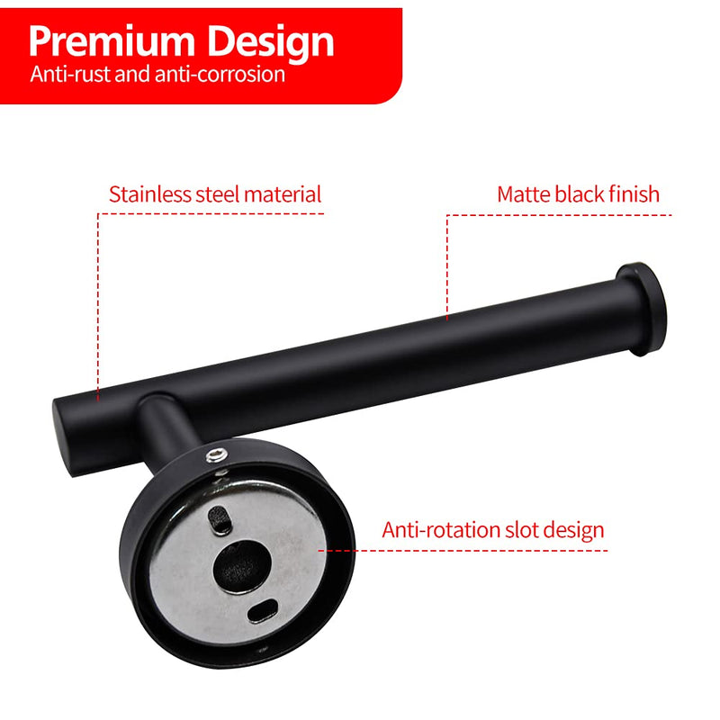 4pcs Matte Black Toilet Paper Holder and Towel Ring Set, Stainless Steel Hand Towel Holder and Towel Hanger with Hardware Pack 4pcs Matte Black