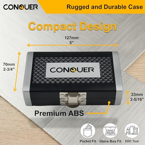 CONQUER 21-Piece 1/4" Drive Mini Ratchet Spline Socket Set, SAE/Metric 21 PC Spline Socket Set