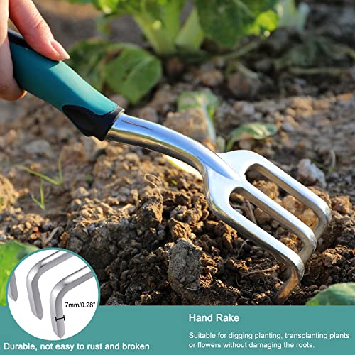 FANHAO Garden Tools Set, 3 Piece Heavy Duty Gardening Tools Cast Aluminum with Soft Rubberized Non-Slip Handle, Durable Garden Hand Tools Garden Gifts for Men Women Teal