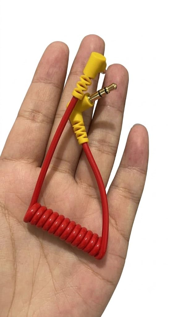 3.5mm to 3.5mm Coiled Camcorder Cable, 4-Pole TRRS Male to Male AV Cord, Right-Angle Plugs, Connects DV Camcorder AV Out to Mini DVR, Audio + Video, Retro Y2K Recording, Plug & Play