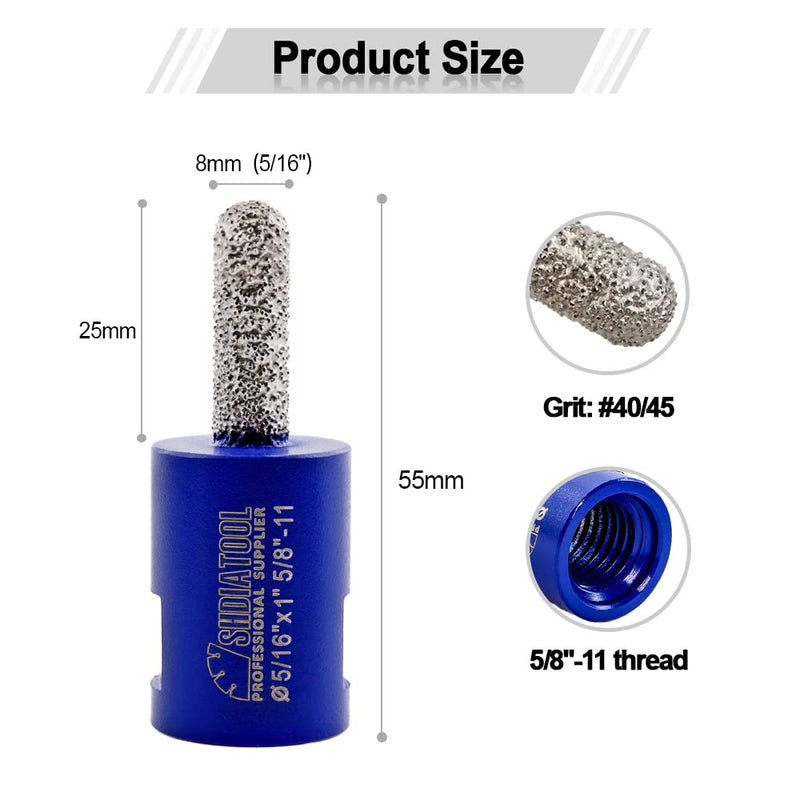 SHDIATOOL Diamond Mortar Raking Bit 5/16-inch x 1-inch Mortar Router Bits for Old Mortar Blown Damaged Bricks or Natural Stone Removal (8mm x 25mm)(2 Pieces) 2 5/16"x1"(8x25mm)