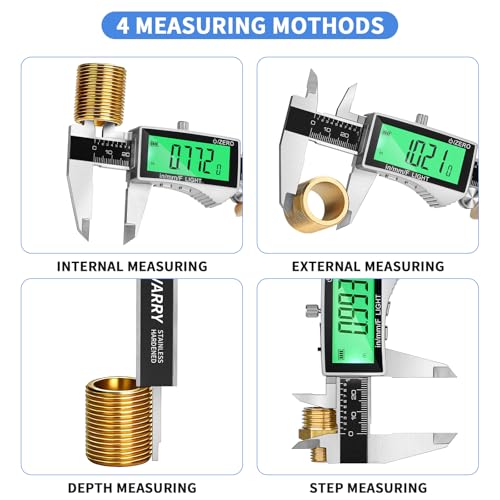 Digital Caliper, Rechargeable Calipers Measuring Tool with Large LCD Backlight Screen, 6 Inch Stainless Steel Vernier Micrometer, Auto-Off, Easy Switch from Inch Metric Fraction for DIY/Household
