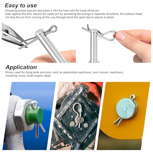 Cotter Pin Assortment Kit, Clevis Pin and R Clips Fasteners, 200Pcs 13 Sizes 304 Stainless Steel Cotter Pin for Hardware Automotive Machinery grey