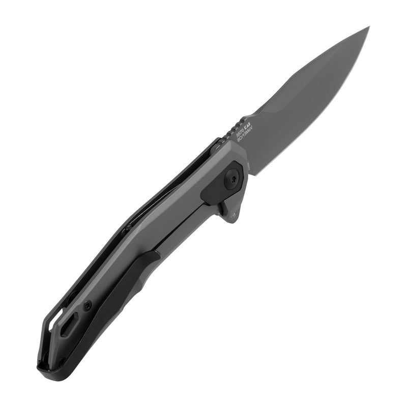 Kershaw Helitack Pocket Knife, Matte Gray Design, 3.26 Inch Stainless Steel Drop Point Blade, EDC with Assisted Opening, Contoured Steel Handle, Everyday Carry Pocket Knife for Men and Women