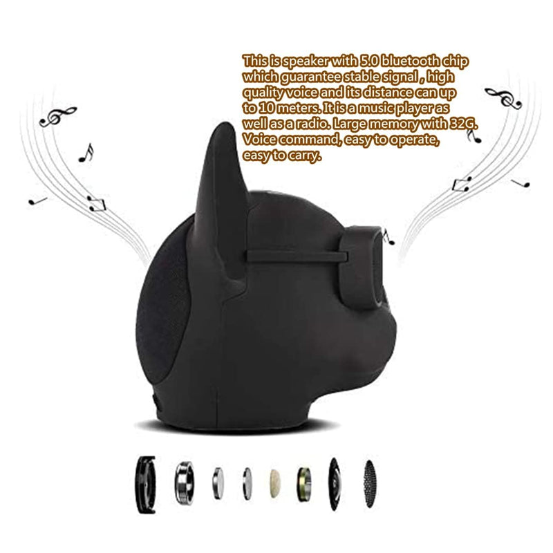 PUSOKEI Wireless French Bulldog Mini Outdoor Portable Speaker with Stereo Super Bass, Personalized Cool Speaker for Home Party, Cafe, Bar