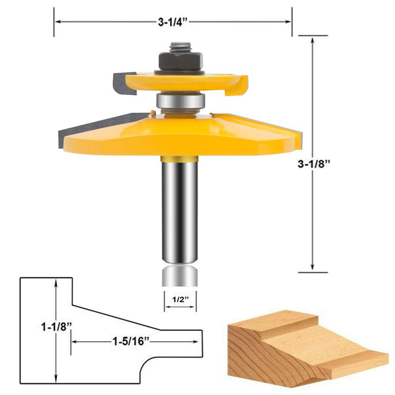 OLETBE 3 PCS Router Bit Set, 1/2-Inch Shank Round Over Raised Panel Cabinet Door Rail and Stile Router Bits, Woodworking Wood Cutter, Wood Carbide Groove Tongue Milling Tool (Square) SQUARE
