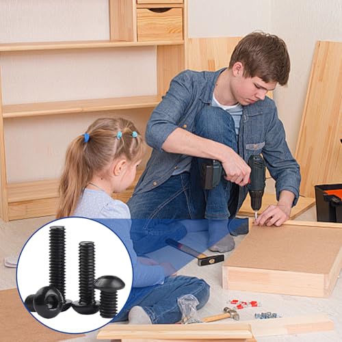 720 Pcs M2 Screws Assortment Kit, M2x4/6/8/10/12/16mm Metric Screws, Black Zinc Plated Steel Fasteners for Home & Workshop M2x4/6/8/10/12/16- 720Pcs