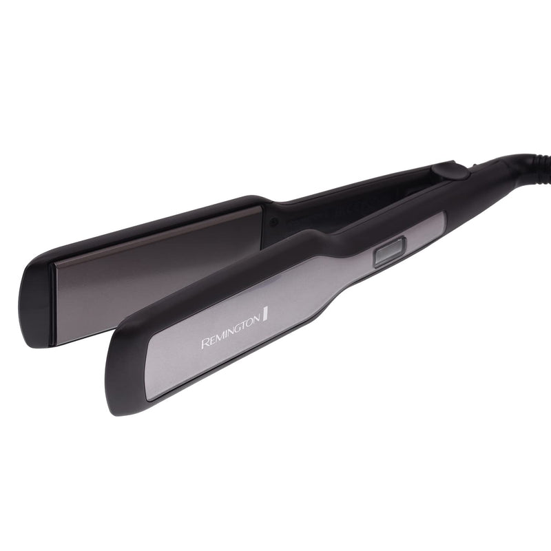 Remington Hair Straightener Advanced Ceramic coating for Sleek & smooth glide, Wide longer length 110mm floating plates, Digital display, Heat proof pouch, Up to 230°C, S5525 Black Grey | Digital Display, Heat Proof Pouch, Up to 230°C Max Temp, S5525 M...