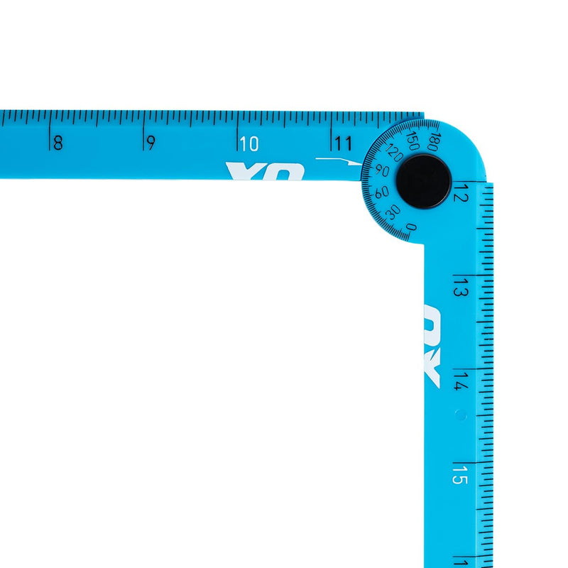 OX Tools Pro 24 Inch Cyan Imperial Tuff Construction Ruler with 3 Quick Measure Sections & Easy Angle Finder