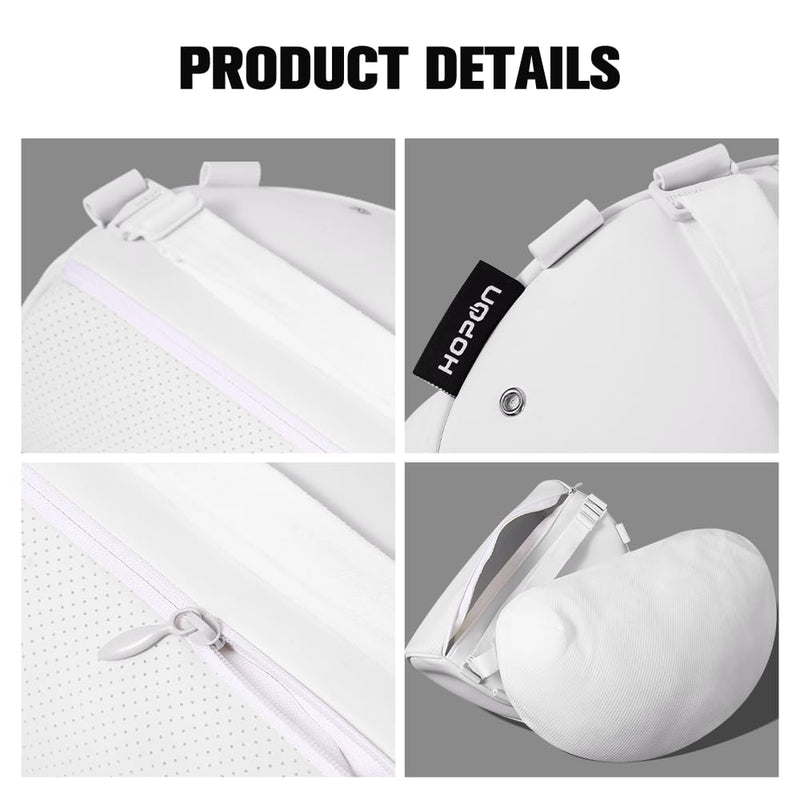 HOPON 2025 Upgrade Headrest Pillow for Tesla Model 3 Model Y with Adjustable Strap,Fits All Vehicles,Car Neck Pillow with Leather,for Head,Neck,Shoulders,Multipurpose,Car Accessories 1 Pack (White) White