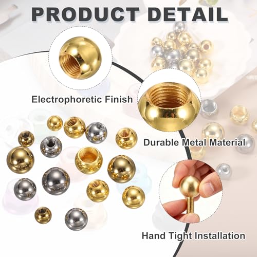 Thread Cap Nuts Knob, 60Pcs Ball Screw Caps - Electroplated Gold M3x9 M4x9 M5x12 M6x12 M10x15 M10x18 60