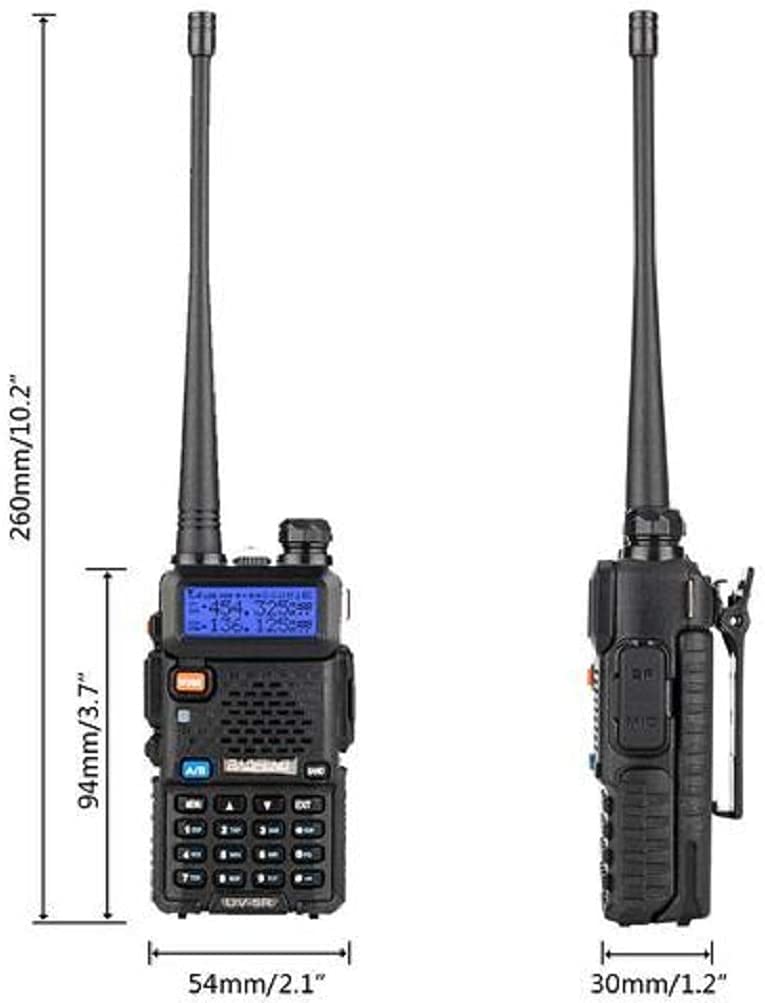 Baofeng UV-5R Two Way Radio Dual Band 144-148/420-450Mhz Walkie Talkie 1800mAh Li-ion Battery(Black)