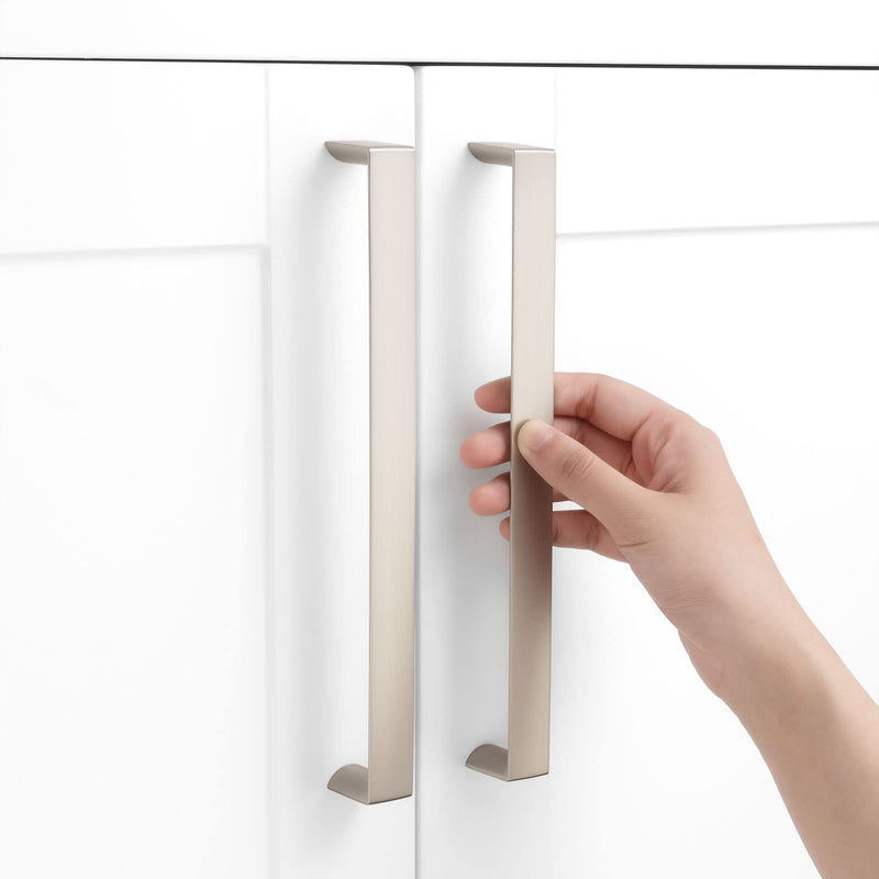 6 Pack 8-4/5 Inch Brushed Nickel Cabinet Pulls Satin Nickel Cabinet Handles Nickel Hardware for Kitchen Cabinets 1648 Drawer Bedroom Dresser Bathroom Vanity Cupboard 8-4/5 In Hole Distance - 6 Pack Modern
