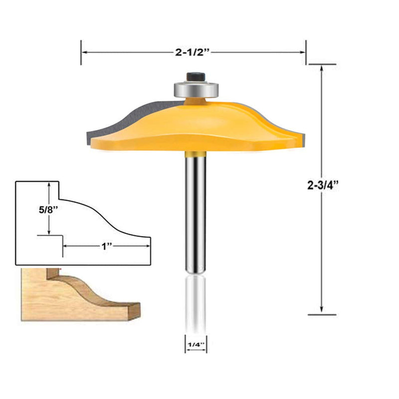 LEATBUY 1/4 Inch Shank Router Bit Set 3 PCS Round Over Raised Panel Cabinet Door Rail and Stile Router Bits Sets, Woodworking Wood Cutter, Woodwork Carbide Groove Tongue Milling Tool(AD-7) AD-7