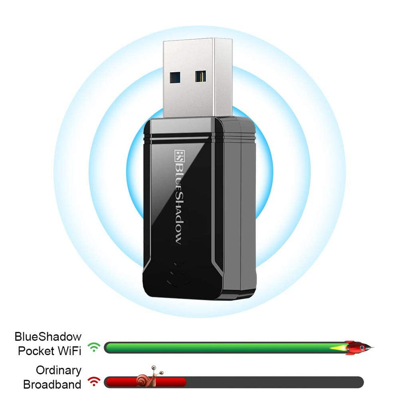 Blueshadow AC1300 USB WiFi Adapter - 2.4G/5G Dual Band Wireless Network Adapter for Desktop Computers PC, MU-MIMO WiFi Dongle, USB 3.0, Supports Windows 11, 10, 8.1, 8, 7, XP/MAC OS 10.5-10.15