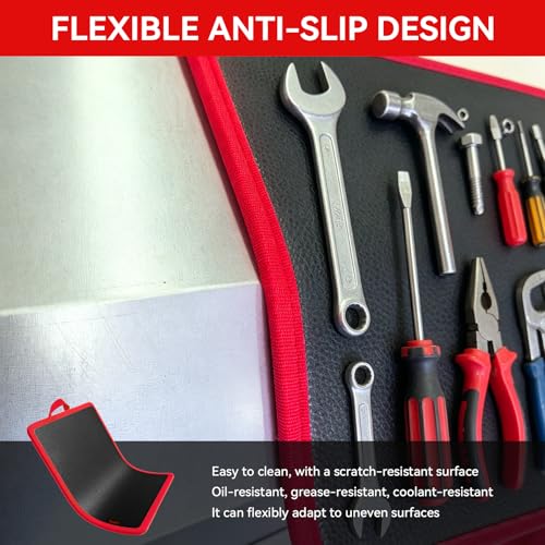 3PCS Flexible Magnetic Tool Mat, Non-Slip PVC Magnetic Tray and Tool Holder, Screws and Auto Repair Tools, Essential Organizer for Garage & Workshop (3PCS Blackish-red) 3PCS Blackish-red