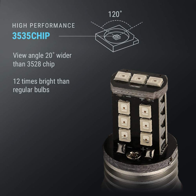 Syneticusa 7443 Red Flashing Strobe Blinking Rear Alert Safety Brake Tail Stop High Power LED Light Bulbs