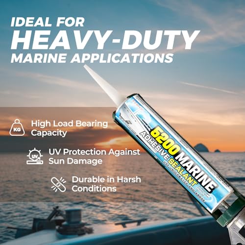5200 Marine Sealant for Boats & RVs-Fast-Cure (30 Mins), Waterproof, UV-Resistant, High-Bond Adhesive Sealant for Hulls, Decks, Fiberglass, Wood & Metal-Eco-Friendly, Low Odor, with Gloves&Nozzle (1) WHITE 1A