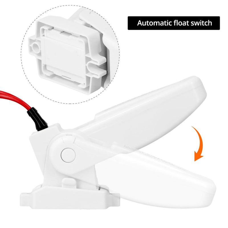 QWORK 1100 GPH 12V DC Automatic Bilge Water Pump and Float Switch Combo for Boats, Marine, RV, Aquariums - Compact, High Flow