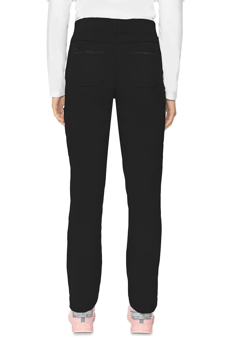 Med Couture Scrub Pants for Women, Jersey Waist Yoga Bottoms, 6 Pockets with Mid Rise Drawstring Waistband - MC7725 Medium Black