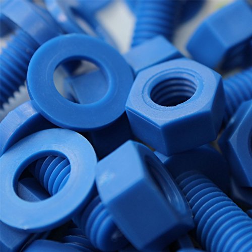 20x Blue PP Pan Head Cross Plastic Screws & Bolts M4 x 40mm, Nuts & Washers