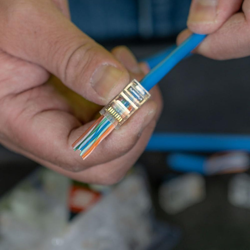 Klein Tools VDV826-702 Pass-Thru Modular Data Plug, RJ45 CAT5E, Gold Plated, Pass Through Connectors 50-Pack