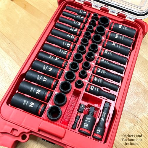Insert compatible with Low Profile Milwaukee Packout and 3/8" Shockwave Impact 43-Piece Socket Set (49-66-7009)
