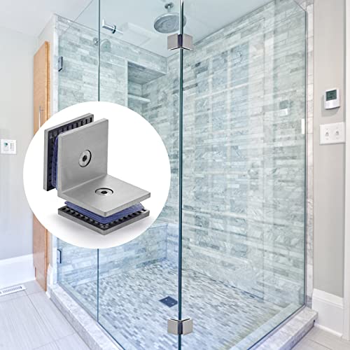 Ranbo 90 Degree Glass to Glass Fixed Panel Clamp, Brushed Nickel, 2 Pack Straight Edge 90°glass to glass