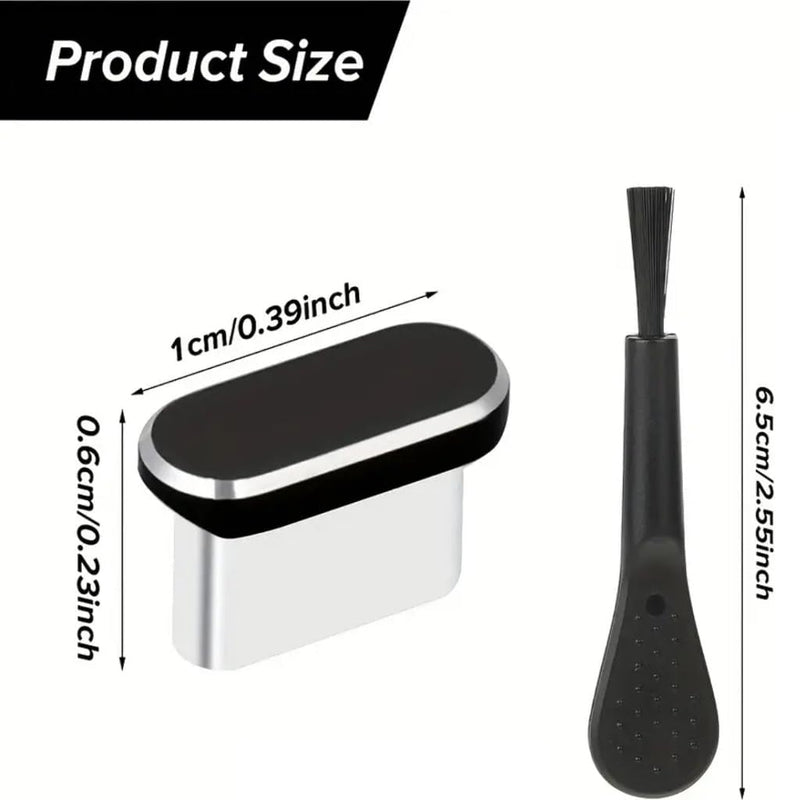2 USB C Dust Plugs, Including 1 Cleaning Brush, Metal C-Type Charging Port Cover, Dust-Proof USB-C Plug Cover Compatible with All USB C Devices, USB C Dust Plug, USB