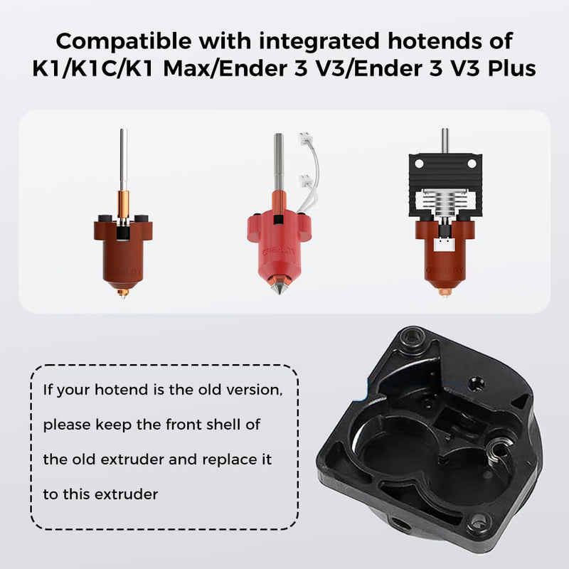 Creality K1/K1 Max/K1C/K1 SE Extruder with Motor, Official Upgraded K1 Extrusion Kit Direct Drive Extruder Dual Gear Smooth Feeding High Speed Printing Extruder for K1 SE/Ender 3 V3 Plus 3D Printer for K1/K1C/K1 Max/K1 SE(with Motor)
